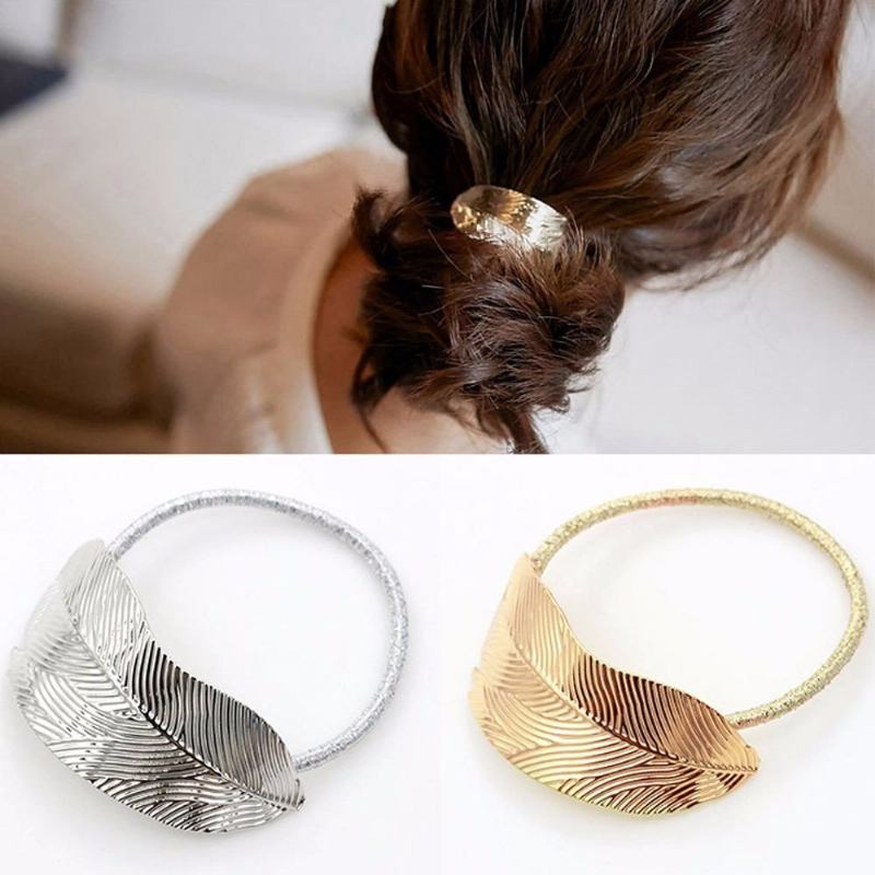 Fashion Leaf Hair Band Rope Tie Elastic Ponytail Holder Αξεσουάρ Μαλλιών Για Γυναίκες