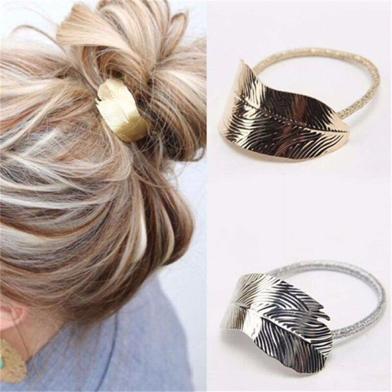 Fashion Leaf Hair Band Rope Tie Elastic Ponytail Holder Αξεσουάρ Μαλλιών Για Γυναίκες