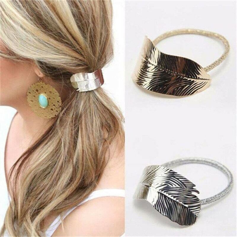 Fashion Leaf Hair Band Rope Tie Elastic Ponytail Holder Αξεσουάρ Μαλλιών Για Γυναίκες