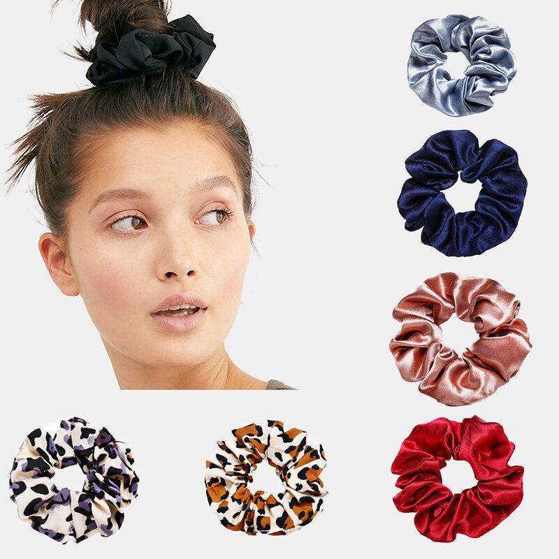 Hair Scrunchies Velvet Scrunchie Ελαστικές Σατέν Κορδέλες Μαλλιών Ακανόνιστες Leopard Ponytail Ties Σχοινί