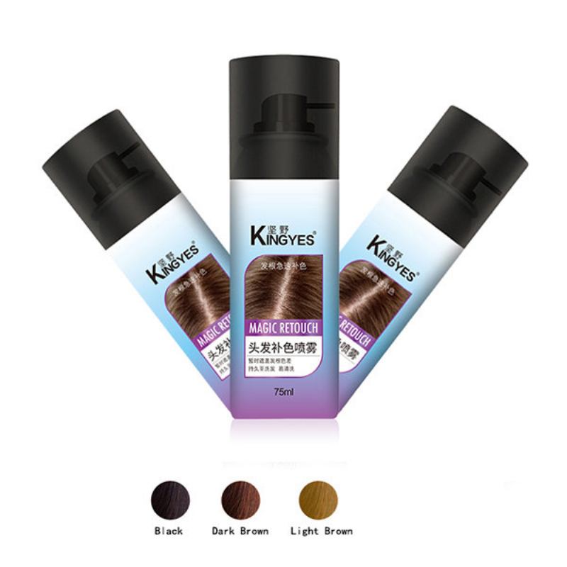 Kingyes Hair Dye Spray Γρήγορη Προσωρινή Βαφή Μαλλιών Μαύρο Καφέ Χρώμα Φορητή Περιποίηση