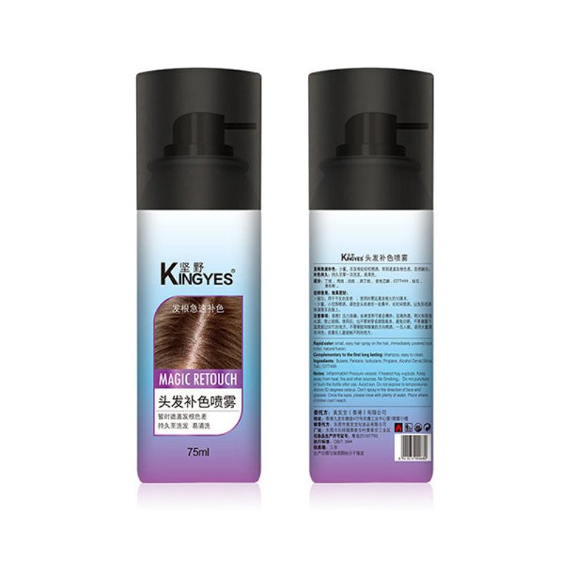 Kingyes Hair Dye Spray Γρήγορη Προσωρινή Βαφή Μαλλιών Μαύρο Καφέ Χρώμα Φορητή Περιποίηση