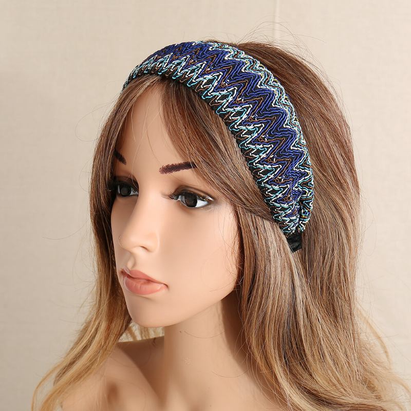 Μποέμικο Στιλ Φαρδιά Στεφάνι Μαλλιών Headband Ethnic Στυλ Πολύχρωμο Ριγέ Ύφασμα Ταξιδιωτικό Σπίτι Ελεύθερη Ζώνη