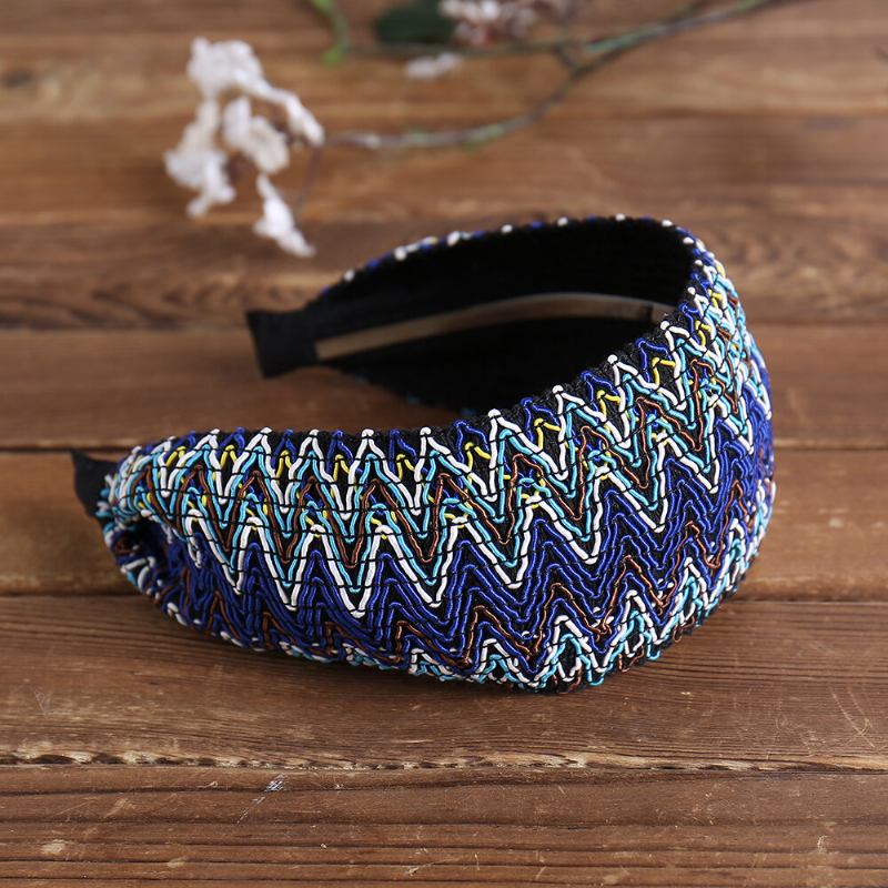 Μποέμικο Στιλ Φαρδιά Στεφάνι Μαλλιών Headband Ethnic Στυλ Πολύχρωμο Ριγέ Ύφασμα Ταξιδιωτικό Σπίτι Ελεύθερη Ζώνη