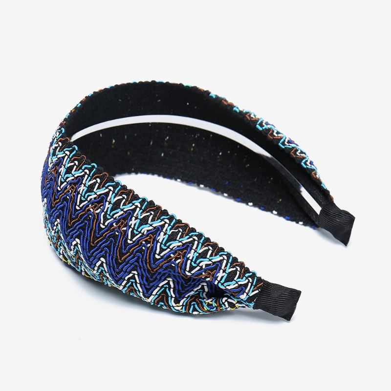 Μποέμικο Στιλ Φαρδιά Στεφάνι Μαλλιών Headband Ethnic Στυλ Πολύχρωμο Ριγέ Ύφασμα Ταξιδιωτικό Σπίτι Ελεύθερη Ζώνη