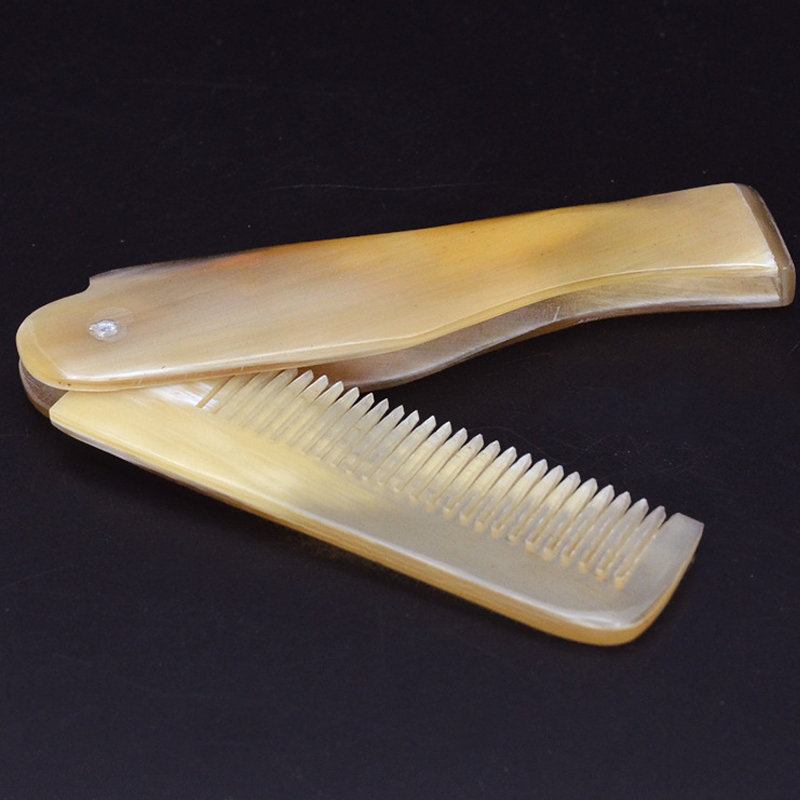 Oxhorn Comb Folding Hair Brush Fine Tooth Massage Anti Static Portable Gift Travel