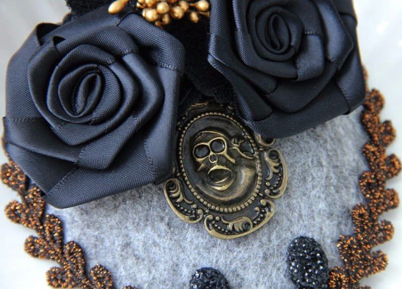 Punk Cosplay Hairwear Vinatge Black Rose Skull Μικρό Κόσμημα Φουρκέτας