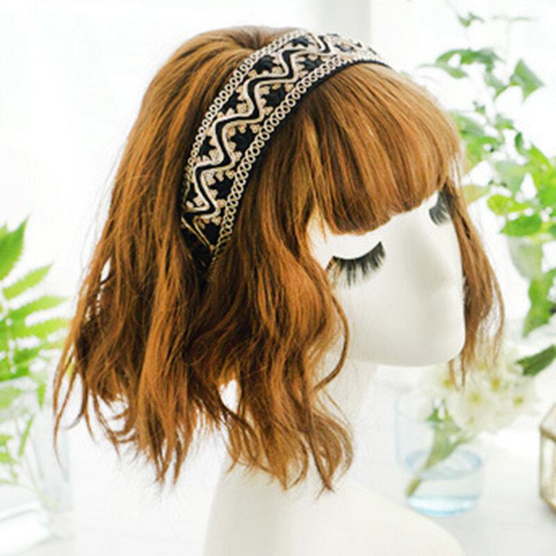 Vintage Δαντέλα Hairband Bohemian Geometric Diamond Πούλιες Κεντημένη Υφασμάτινη Κορδέλα