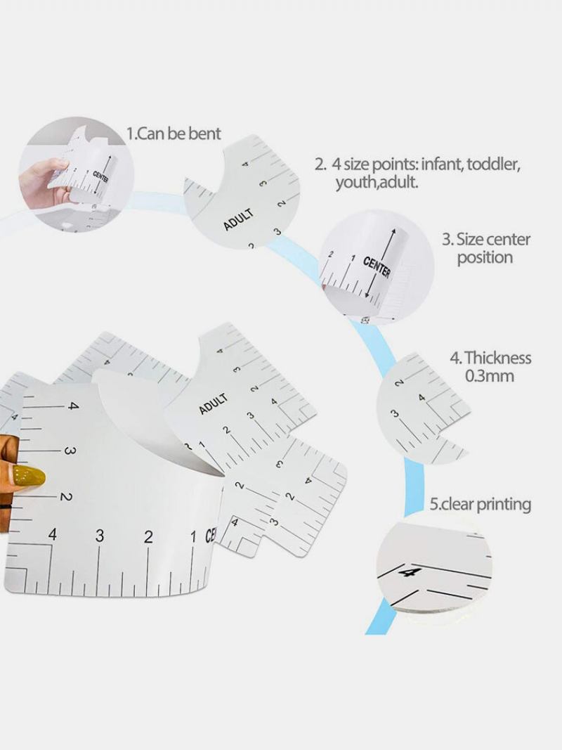 4 Pack T-shirt Alignment Ruler Measurement Guide Tool For Making Fashion Sewing Center Design