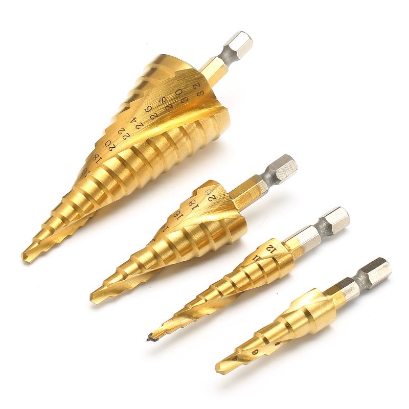 4 Τμχ Τρυπάνι Hss Spiral Grooved Step Drill 3-12/4-12/4-20/4-32mm