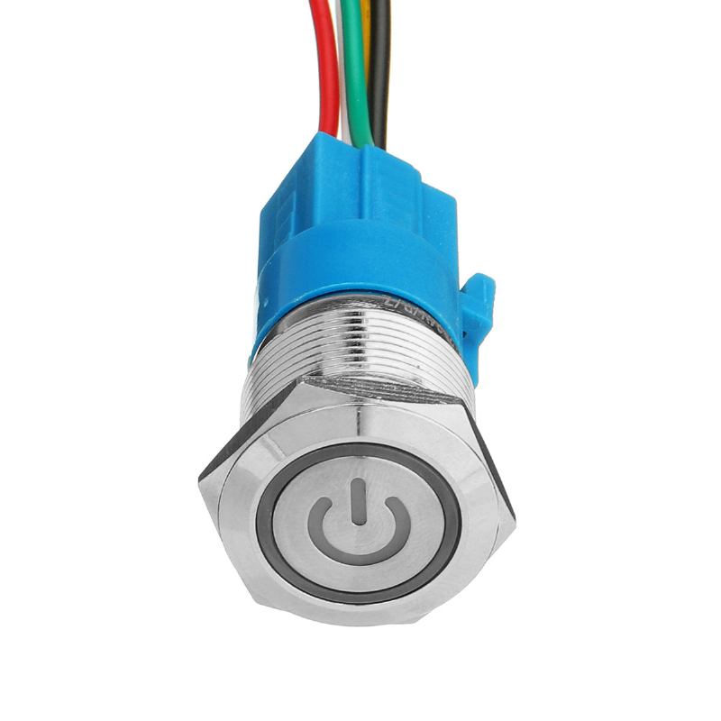 Μεταλλικός Διακόπτης Αυτοκλειδώματος 19mm 12v Led 5pin On-off Κουμπιού Με Σύρμα Αδιάβροχο