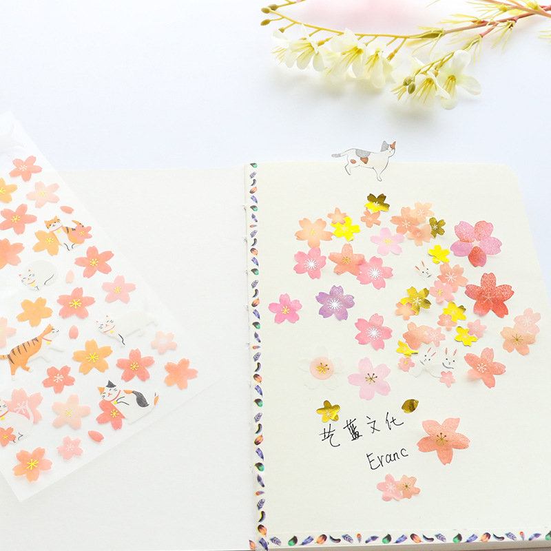 Romantic Cherry Blossoms Diy Stickers Διακοσμητικά Scrapbooking Diary Album Stick Label Decor Craft