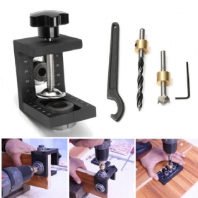 Wood Working Pocket Locate Kit Punch Jig With Step Drilling Bit Σετ Εργαλείων Ξύλου