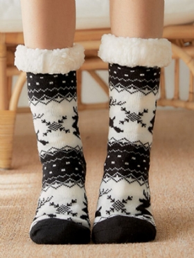 Γυναικείες Χριστουγεννιάτικες Κάλτσες Elk Plus Velvet Sleep Socks Casual Floor Sock