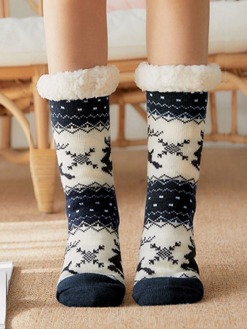 Γυναικείες Χριστουγεννιάτικες Κάλτσες Elk Plus Velvet Sleep Socks Casual Floor Sock