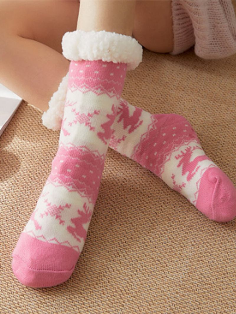 Γυναικείες Χριστουγεννιάτικες Κάλτσες Elk Plus Velvet Sleep Socks Casual Floor Sock