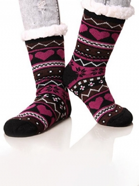 Jacquard And Velvet Anti-ski Socks Thickening Lambskin Knit