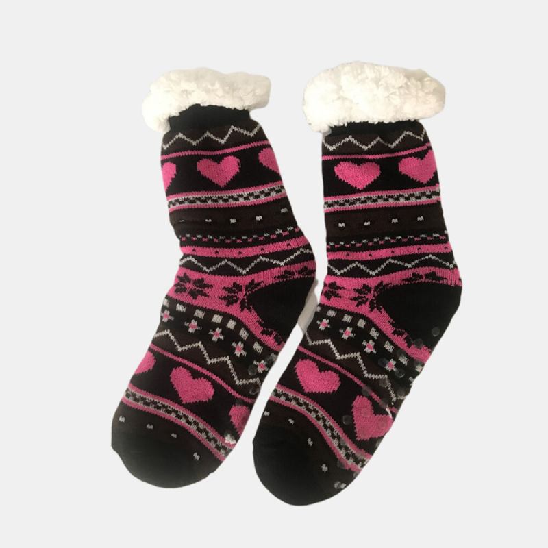 Jacquard And Velvet Anti-ski Socks Thickening Lambskin Knit