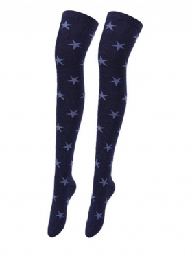 Season College Style Joker Colorblock Τζιν Μακριές Κάλτσες Χτενισμένες Βαμβακερά Αστέρια Γυναίκες