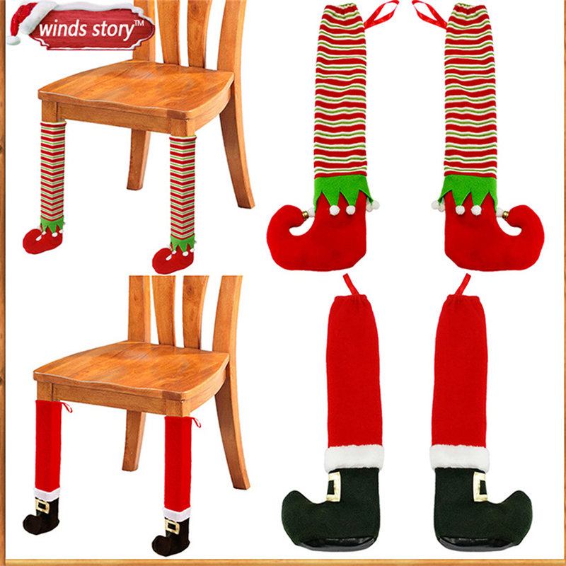 1/4 Τεμ. Elf Santa Chair Επιτραπέζια Κάλτσες Κάλυμμα Ποδιών Χριστουγεννιάτικο Ντεκόρ Αποκριών