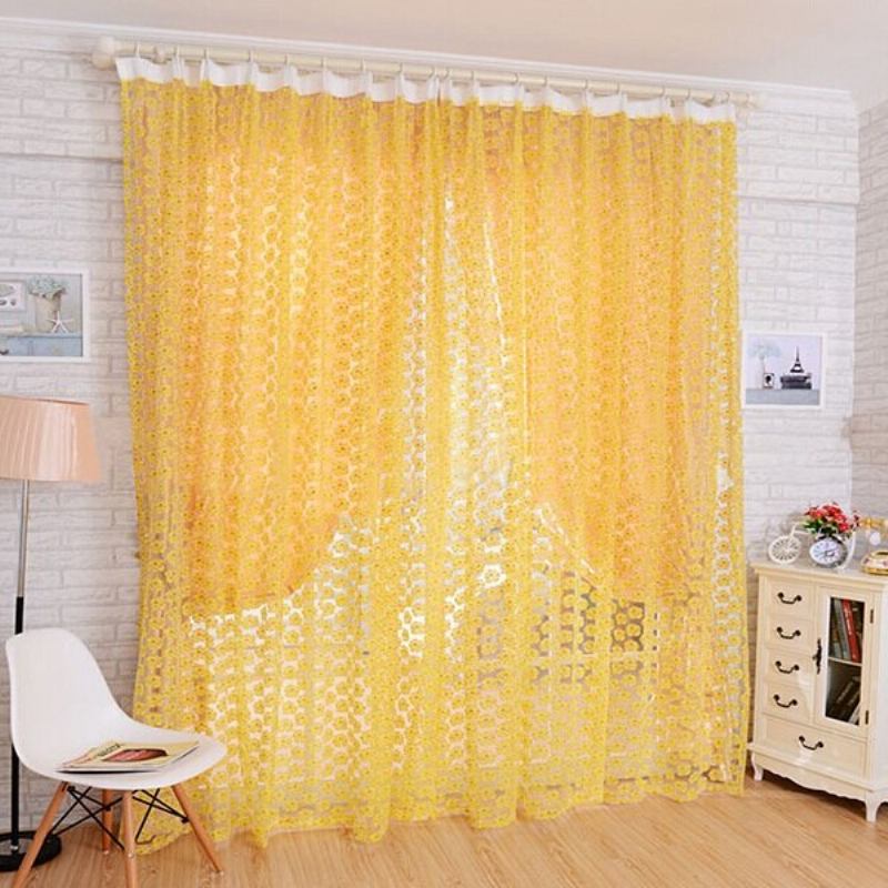 1 Πάνελ 100*210cm Flower Printed Floral Voile Κουρτίνα Παραθύρου Από Τούλι Διάφανη Οθόνη