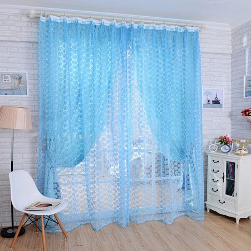 1 Πάνελ 100*210cm Flower Printed Floral Voile Κουρτίνα Παραθύρου Από Τούλι Διάφανη Οθόνη