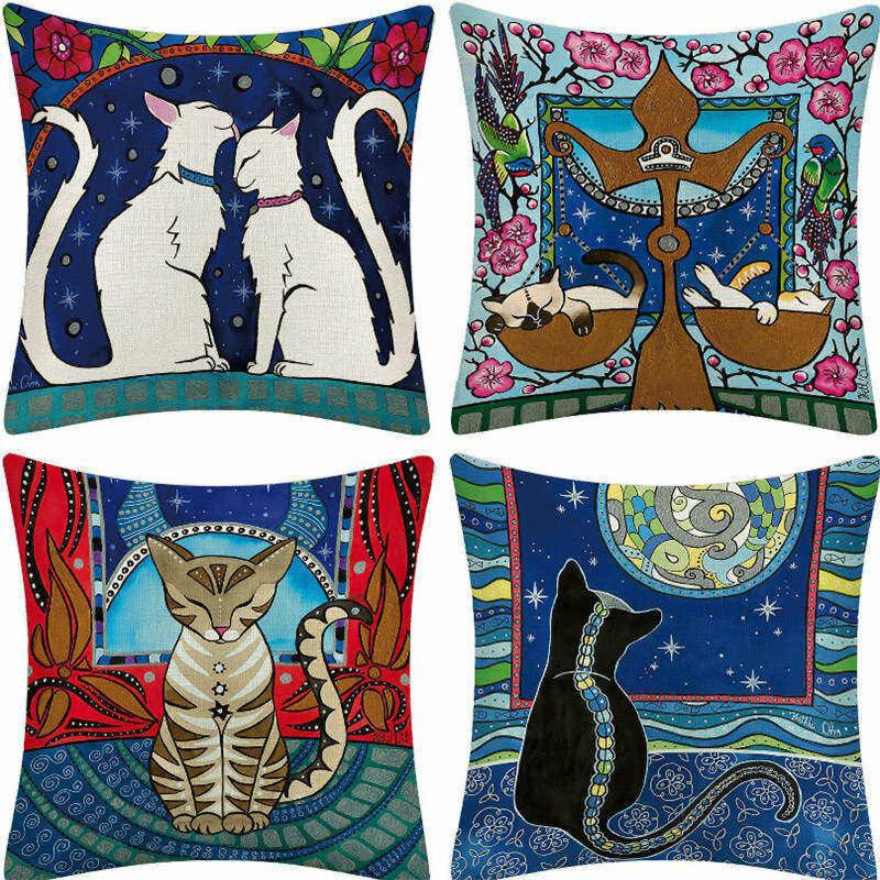 1 Pc Cartoon Cat Pillowcase Μαξιλαροθήκη Λευκό Διακοσμητικό Κάλυμμα Μαξιλαριού Ριχτάρι Σπιτιού Υφασμάτινο Καναπέ