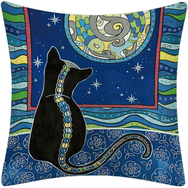 1 Pc Cartoon Cat Pillowcase Μαξιλαροθήκη Λευκό Διακοσμητικό Κάλυμμα Μαξιλαριού Ριχτάρι Σπιτιού Υφασμάτινο Καναπέ