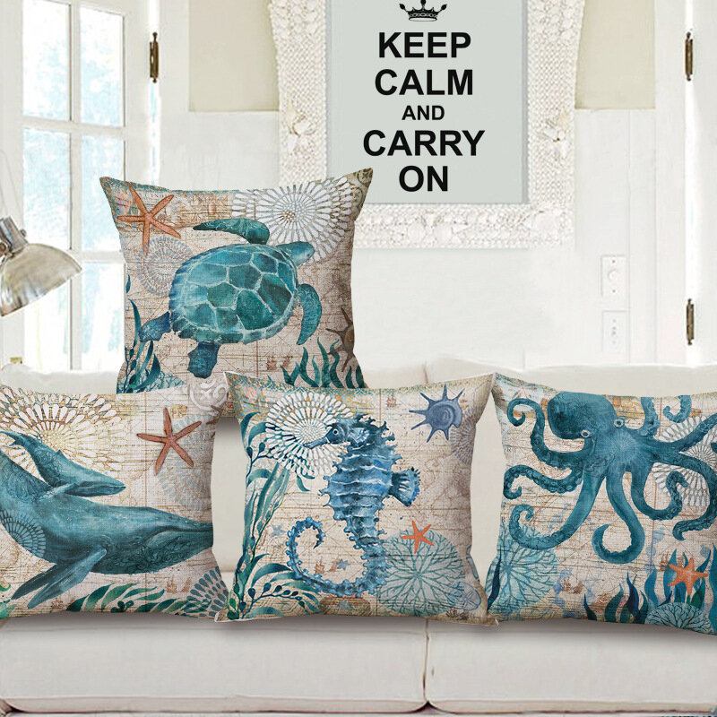 1 Pc Sea Turtle Seahorse Whale Octopus Cushion Hold Μαξιλαροθήκη Κάλυμμα Μαξιλαριού Ριχτάρι Τσάντες Διακόσμηση Αυτοκινήτου Σπιτιού