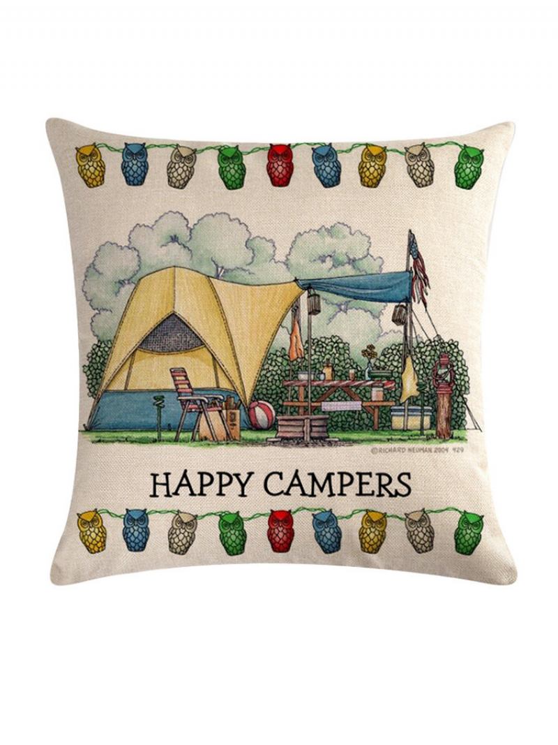 1 Pc Vintage Cartoon Camper Van Pattern Μαξιλαροθήκη Κάλυμμα Μαξιλαριού Για Καναπέ Σπιτιού Art Decor