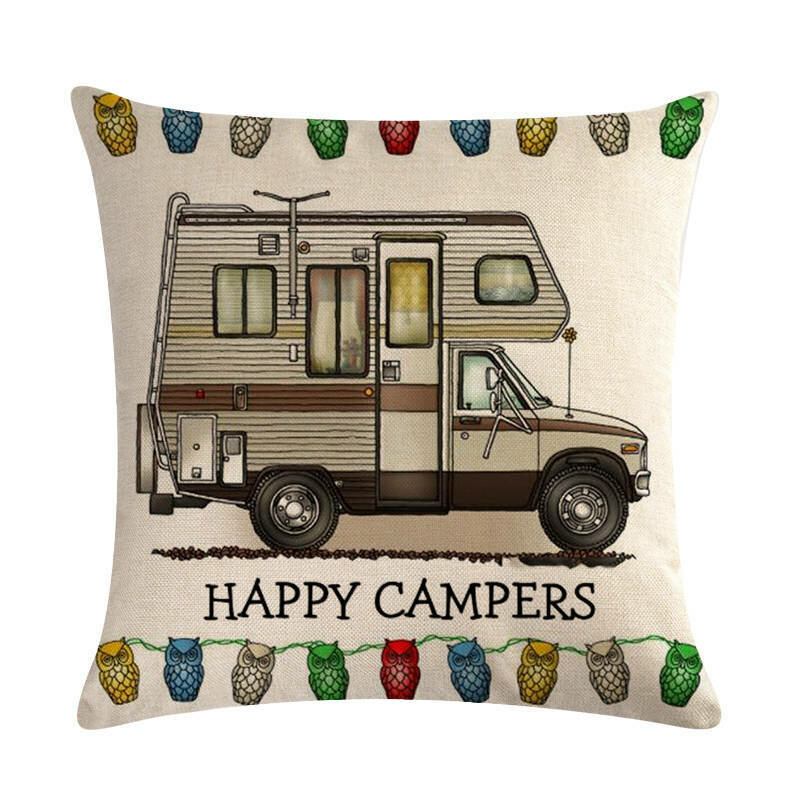 1 Pc Vintage Cartoon Camper Van Pattern Μαξιλαροθήκη Κάλυμμα Μαξιλαριού Για Καναπέ Σπιτιού Art Decor