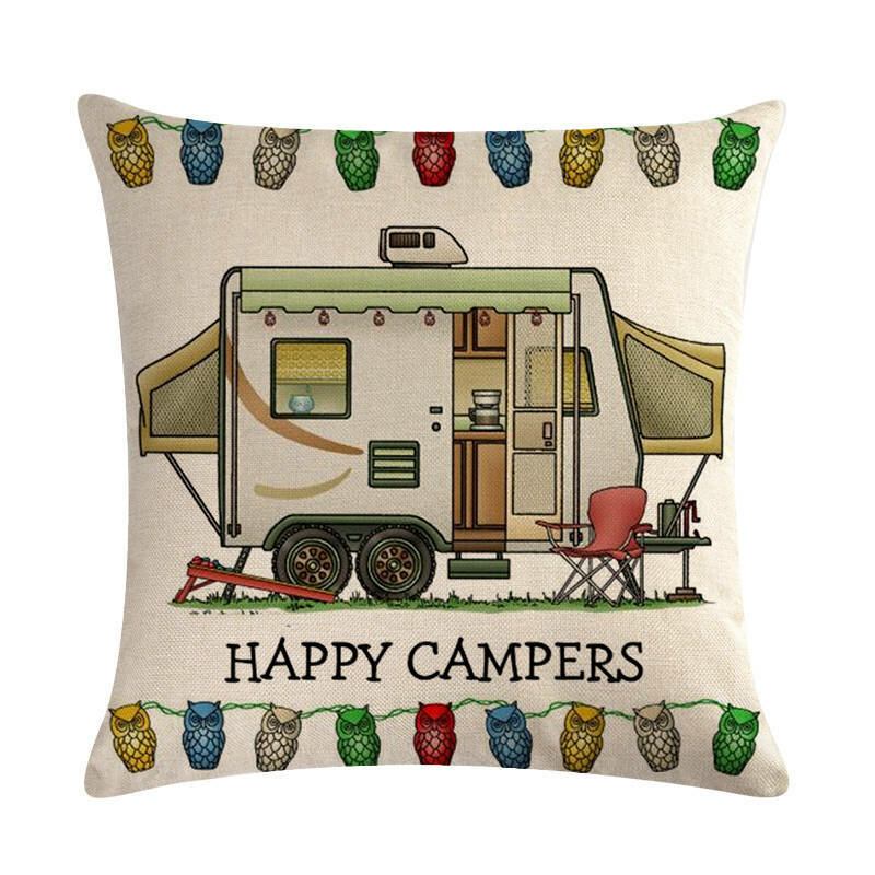 1 Pc Vintage Cartoon Camper Van Pattern Μαξιλαροθήκη Κάλυμμα Μαξιλαριού Για Καναπέ Σπιτιού Art Decor