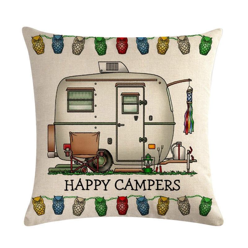 1 Pc Vintage Cartoon Camper Van Pattern Μαξιλαροθήκη Κάλυμμα Μαξιλαριού Για Καναπέ Σπιτιού Art Decor