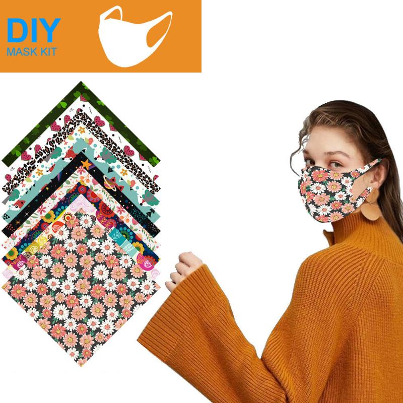 10 Κομμάτια Materil Diy Dustproof Fashion Masks Σπιτικές Μάσκες Εμπριμέ Ελαστικές Υφασμάτινες