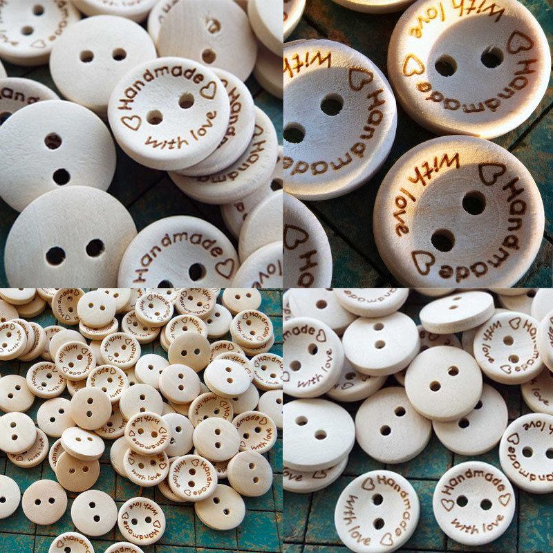 100 Τμχ Φυσικό Χρώμα Ξύλινα Κουμπιά Emoji Smile Face Letter Button Craft Fabric Diy Αξεσουάρ