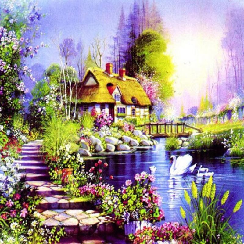 25x25cm Diy Dream Home Diamond Painting Decor Kit Με Σταυροβελονιά