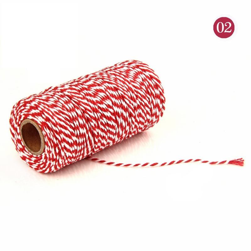 2mm 100m Δίχρωμο Βαμβακερό Σχοινί Diy Handcraft Υλικά Cotton Twisted Rope Διακόσμηση Δώρου