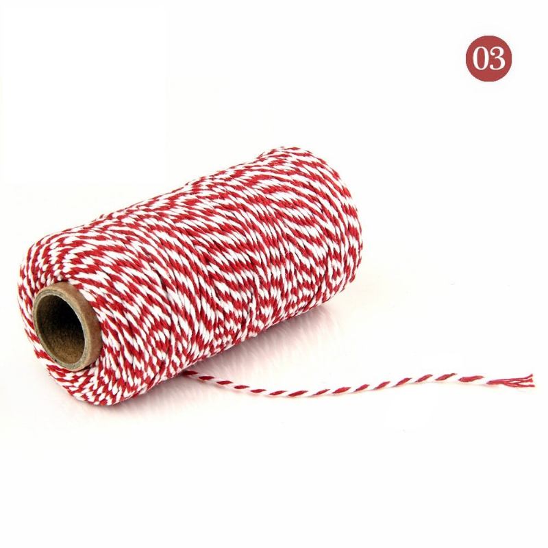 2mm 100m Δίχρωμο Βαμβακερό Σχοινί Diy Handcraft Υλικά Cotton Twisted Rope Διακόσμηση Δώρου