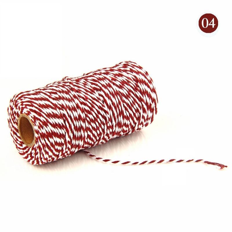 2mm 100m Δίχρωμο Βαμβακερό Σχοινί Diy Handcraft Υλικά Cotton Twisted Rope Διακόσμηση Δώρου