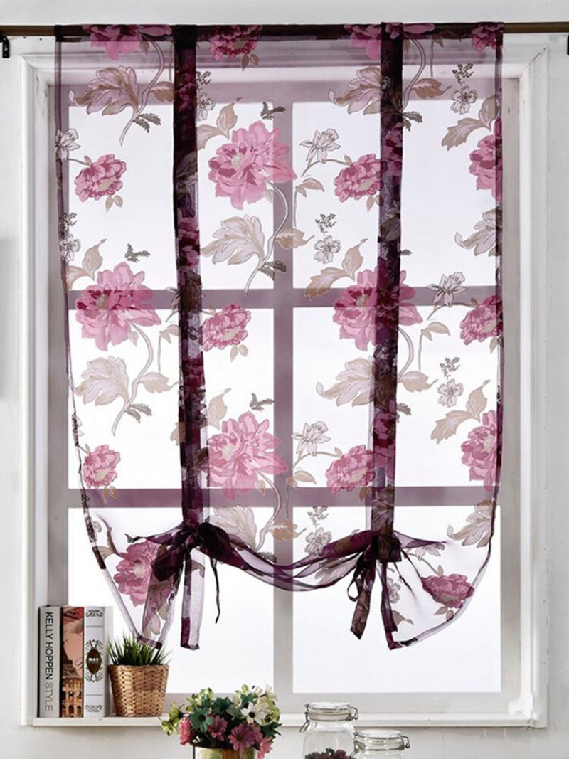 2τμχ Big Flower Peony Voile Panel Κουρτίνας Διαιρέτης Δωματίου Διαφανής Κουρτίνα Διακόσμηση Σπιτιού 140x140cm