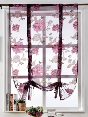 2τμχ Big Flower Peony Voile Panel Κουρτίνας Διαιρέτης Δωματίου Διαφανής Κουρτίνα Διακόσμηση Σπιτιού 140x140cm