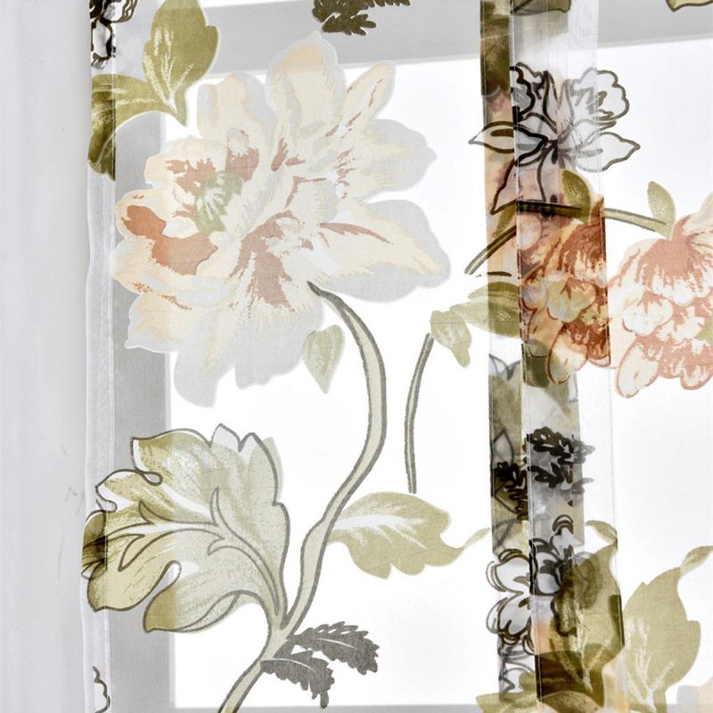 2τμχ Big Flower Peony Voile Panel Κουρτίνας Διαιρέτης Δωματίου Διαφανής Κουρτίνα Διακόσμηση Σπιτιού 140x140cm