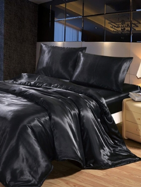 3 Τμχ/σετ Σετ Κλινοσκεπασμάτων Μονόχρωμο King Double Size Satin Silk Like Summer Μονό Σεντόνια Κίνα Σετ Παπλωματοθήκης Σετ Κρεβατιού Πολυτελείας