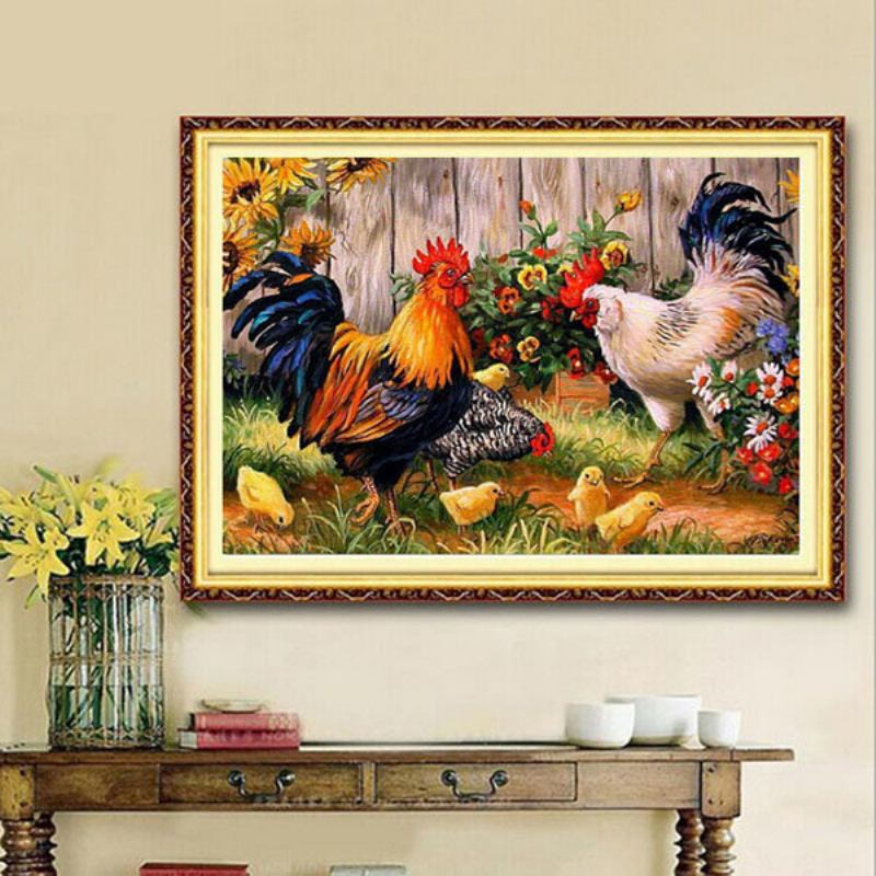 30x40cm Animal Cock Family Diy Diamond Painting Kit Σταυροβελονιά Rhinestone