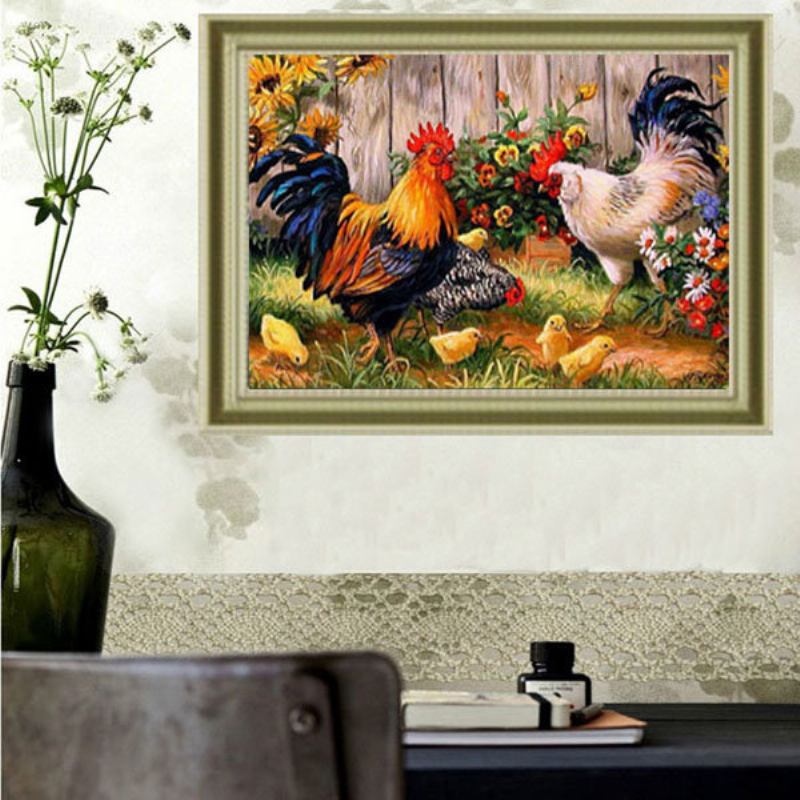 30x40cm Animal Cock Family Diy Diamond Painting Kit Σταυροβελονιά Rhinestone