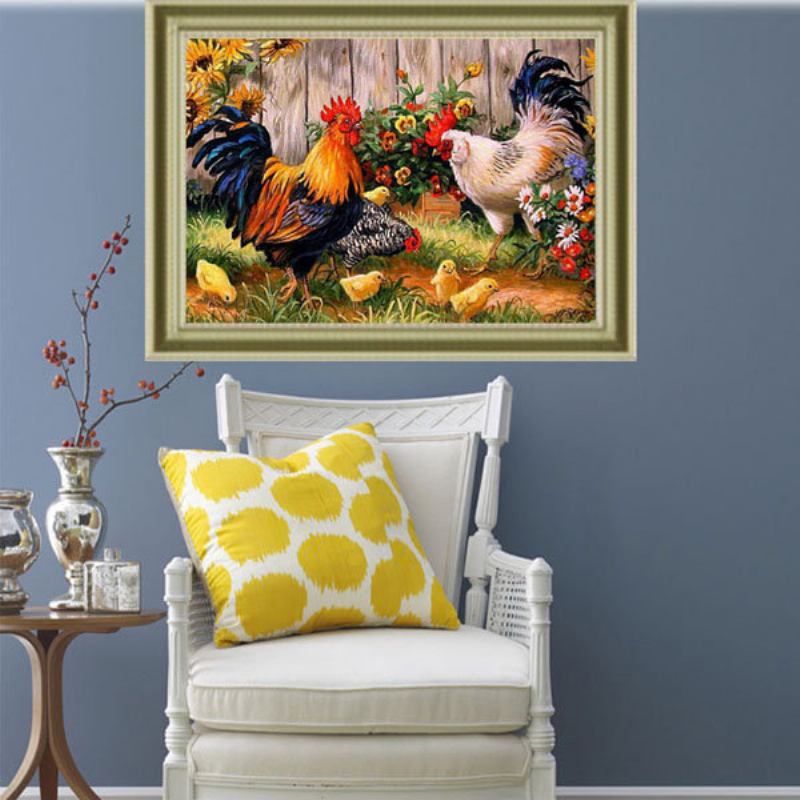 30x40cm Animal Cock Family Diy Diamond Painting Kit Σταυροβελονιά Rhinestone