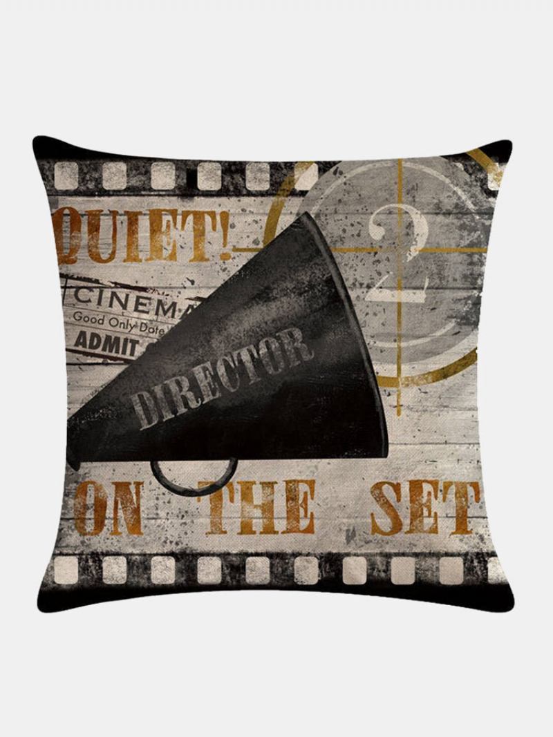 4 Τεμ. Vintage Retro Movie Projector Cinema Printed Len Cushion Κάλυμμα Οικιακού Καναπέ Διακοσμητικό Μαξιλαριού Μαξιλαροθήκες