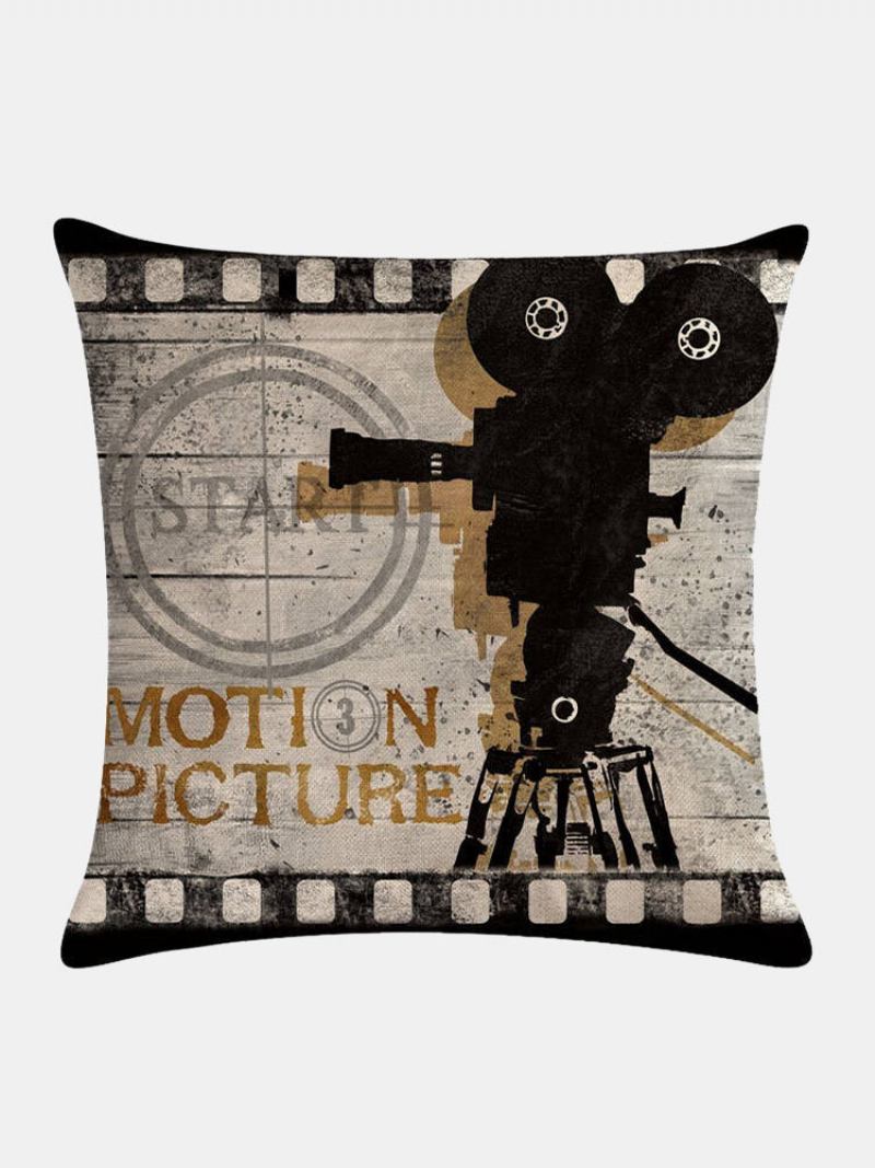 4 Τεμ. Vintage Retro Movie Projector Cinema Printed Len Cushion Κάλυμμα Οικιακού Καναπέ Διακοσμητικό Μαξιλαριού Μαξιλαροθήκες