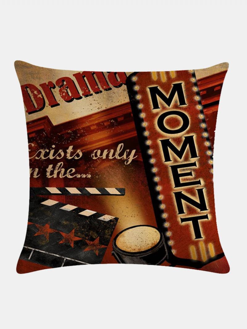 4 Τεμ. Vintage Retro Movie Projector Cinema Printed Len Cushion Κάλυμμα Οικιακού Καναπέ Διακοσμητικό Μαξιλαριού Μαξιλαροθήκες