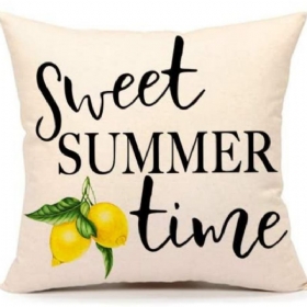 4 Τμχ Summer Lemon Farmhouse Quote Καλύμματα Μαξιλαριού Buffalo Truck Cushion Case Για Καναπέ 18 X 18 Ίντσες Βαμβακερά Λευκά Είδη